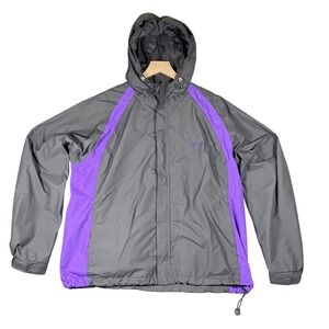 Coleman Women's Gray Purple Hooded Lightweight Jacket Rain Windbreaker L XL